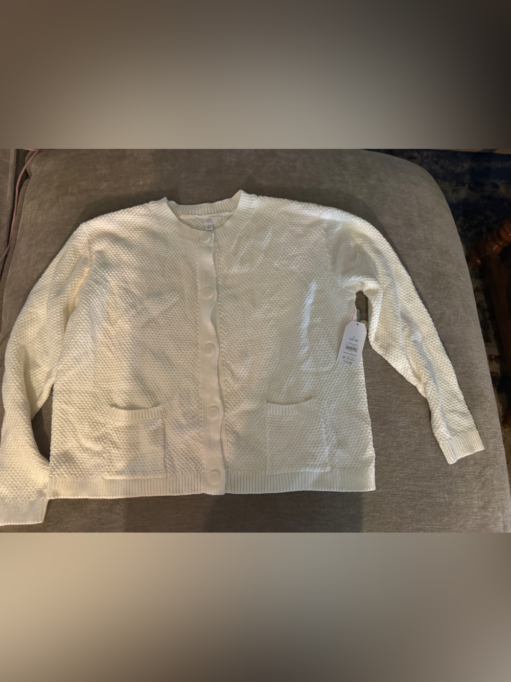 Kohl's Cream Button-Front Knit Cardigan